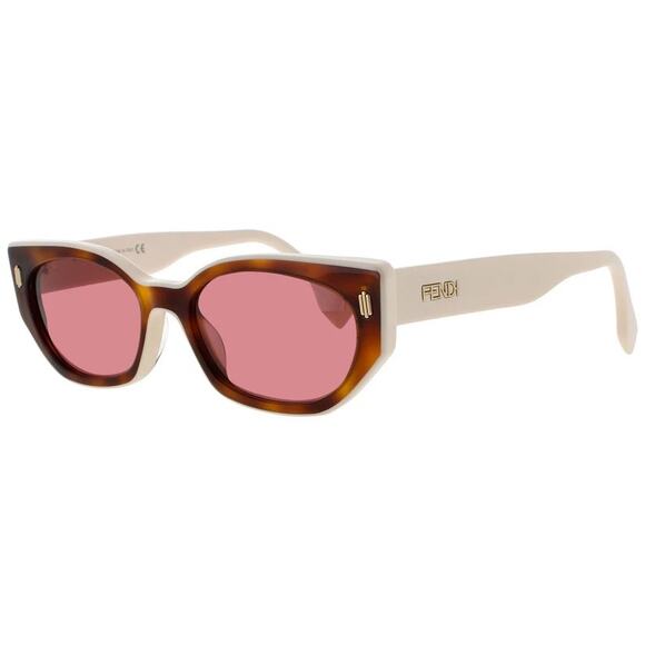 FENDI FE40018I-53S Sunglasses Sun Glasses 53S WHITE/HAVANA/PINK Authentic New 54